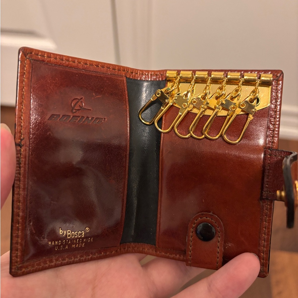 Bosca Brown Leather Key Holder